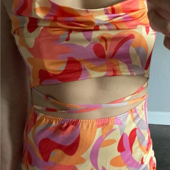 Hello Molly Pink and Orange MIDI Dress 👗 Size 6 - Picture 3 of 12